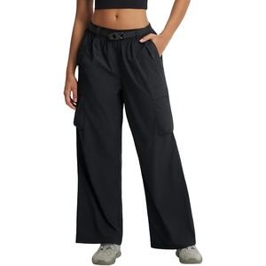 image:imagebaleaf Womens Hiking Wide Leg Pants with Pockets  Wide Leg Cargo Pants with Pockets Quick Dry Lightweight Material for Travel Casual and OutdoorsBlack