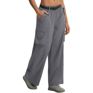 image:imagebaleaf Womens Hiking Wide Leg Pants with Pockets  Wide Leg Cargo Pants with Pockets Quick Dry Lightweight Material for Travel Casual and OutdoorsDark Gray