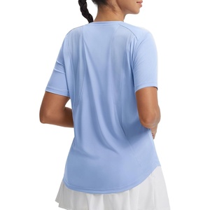 image:imagebaleaf Womens Short Sleeve Workout Tops Mesh Back Quick Dry Athletic Shirt  Breathable Lightweight Comfort QuickDry 4Way Stretch Mobility Stay Cool During Training Made for Every Day WorkoutLight Blue