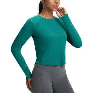 image:imagebaleaf Womens Sun Shirts Crop Long Sleeve Workout Tops  UPF 50 UV Protection SPF Rash Guard Slim Fit Lightweight Material for Hiking Athletic Casual and Daily ActivitiesGreen