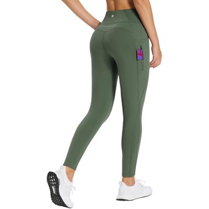 image:imagebaleaf Womens Fleece Lined Leggings High Waisted Warm Pants with Pockets  Water Resistant 3D Gusseted Crotch Ideal for Running Hiking Cycling Skiing Yoga Skating Ice Skating and Casual Wear25 Inch Green
