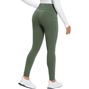 image:imagebaleaf Womens Fleece Lined Leggings High Waisted Warm Pants with Pockets  Water Resistant 3D Gusseted Crotch Ideal for Running Hiking Cycling Skiing Yoga Skating Ice Skating and Casual Wear30 Inch Army Green