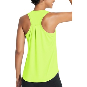 image:imagebaleaf Womens Workout Tank Tops Racerback Sleeveless Shirts Running Tennis  Lightweight Loose Fit Breathable Quick Dry Curved Hem Workout Athletic Yoga Gym01fluorescent Green