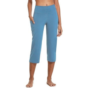 image:imagebaleaf Womens Capri Pants with Pockets High Waist Cropped Pants  Wide Leg Cropped 21 High Waisted Tummy Control Non seethrough 4Way Stretch for Summer WorkoutNiagara