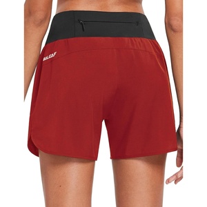 image:imagebaleaf Womens 5 Workout Running Shorts with Liner Quick Dry Athletic  Zipper Pockets Breathable Shorts for Women High Waistband Lightweight Internal Drawcord Mesh BriefsRed
