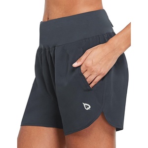 image:imagebaleaf Womens 5 Workout Running Shorts with Liner Quick Dry Athletic  Zipper Pockets Breathable Shorts for Women High Waistband Lightweight Internal Drawcord Mesh BriefsGrey