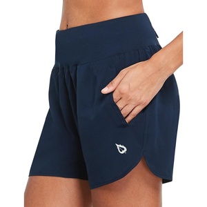 image:imagebaleaf Womens 5 Workout Running Shorts with Liner Quick Dry Athletic  Zipper Pockets Breathable Shorts for Women High Waistband Lightweight Internal Drawcord Mesh BriefsNavy