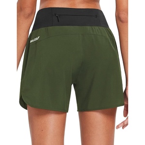 image:imagebaleaf Womens 5 Workout Running Shorts with Liner Quick Dry Athletic  Zipper Pockets Breathable Shorts for Women High Waistband Lightweight Internal Drawcord Mesh BriefsArmy Green