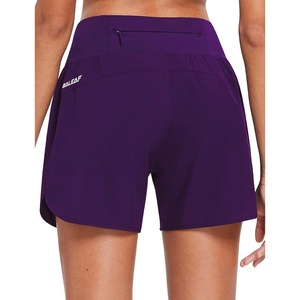 image:imagebaleaf Womens 5 Workout Running Shorts with Liner Quick Dry Athletic  Zipper Pockets Breathable Shorts for Women High Waistband Lightweight Internal Drawcord Mesh BriefsPurple