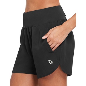 image:imagebaleaf Womens 5 Workout Running Shorts with Liner Quick Dry Athletic  Zipper Pockets Breathable Shorts for Women High Waistband Lightweight Internal Drawcord Mesh BriefsBlack