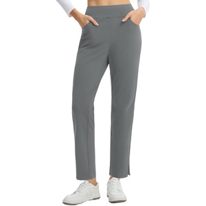 image:imagebaleaf Womens Fleece Lined Travel Pants 29 Tall Winter Cold Weather Gear  Full Length 4 Pockets Thermal Warm Interior Water Resistant Stretch Internal Drawstring for Golf Work Business CasualDark Gray