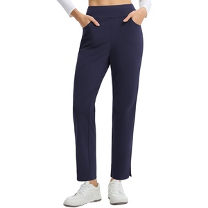image:imagebaleaf Womens Fleece Lined Travel Pants 29 Tall Winter Cold Weather Gear  Full Length 4 Pockets Thermal Warm Interior Water Resistant Stretch Internal Drawstring for Golf Work Business CasualNavy Blue