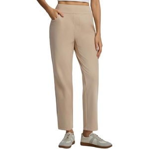 image:imagebaleaf Womens Fleece Lined Travel Pants 29 Tall Winter Cold Weather Gear  Full Length 4 Pockets Thermal Warm Interior Water Resistant Stretch Internal Drawstring for Golf Work Business CasualPale Khaki