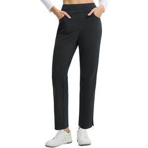 image:imagebaleaf Womens Fleece Lined Travel Pants 29 Tall Winter Cold Weather Gear  Full Length 4 Pockets Thermal Warm Interior Water Resistant Stretch Internal Drawstring for Golf Work Business CasualBlack