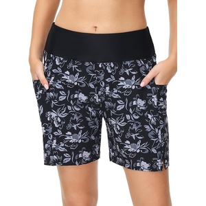image:imagebaleaf Womens 5 Quick Dry Swim Board Shorts with Liner Black Flower 2XL  UPF 50  2 Pockets  Tummy Control Swimsuit Bottoms  Great for Swimming  Surfing  Boating  Beach Vacation amp Casual