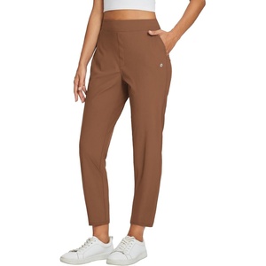 image:imagebaleaf Womens Travel Pants Lightweight Stretch with Zip Pockets  Petite Fit Available Secure Zip Pockets Business Casual Slacks Stretch Comfort for golf walking JoggingBrown