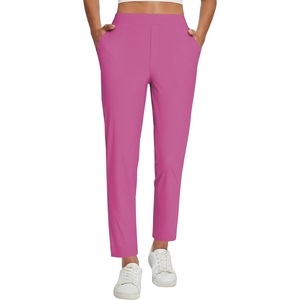 image:imagebaleaf Womens Travel Pants Lightweight Stretch with Zip Pockets  Petite Fit Available Secure Zip Pockets Business Casual Slacks Stretch Comfort for golf walking JoggingPink