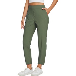 image:imagebaleaf Womens Travel Pants Lightweight Stretch with Zip Pockets  Petite Fit Available Secure Zip Pockets Business Casual Slacks Stretch Comfort for golf walking JoggingArmy Green