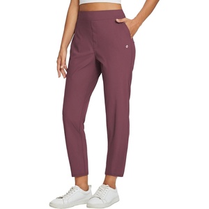 image:imagebaleaf Womens Travel Pants Lightweight Stretch with Zip Pockets  Petite Fit Available Secure Zip Pockets Business Casual Slacks Stretch Comfort for golf walking JoggingWine Red