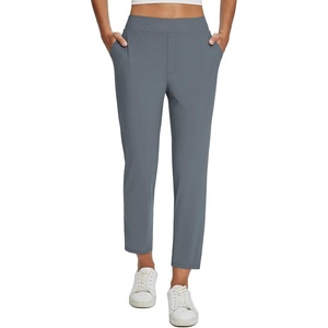 image:imagebaleaf Womens Travel Pants Lightweight Stretch with Zip Pockets  Petite Fit Available Secure Zip Pockets Business Casual Slacks Stretch Comfort for golf walking JoggingDark Grey