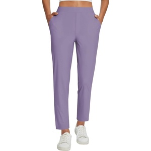 image:imagebaleaf Womens Travel Pants Lightweight Stretch with Zip Pockets  Petite Fit Available Secure Zip Pockets Business Casual Slacks Stretch Comfort for golf walking JoggingPurple