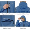 image:imagebaleaf Mens Rain Jacket Waterproof Hood Lightweight Reflective PackableAblue