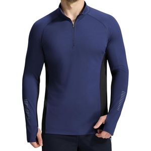 image:imagebaleaf Mens Thermal Shirt Base Layer Long Sleeve Quarter ZipNavy Blue