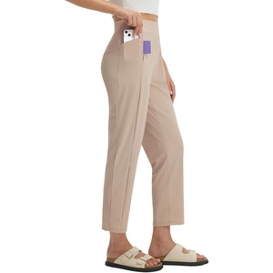 image:imagebaleaf Womens Petite Business Casual Pants with 3 Pockets Khaki M