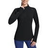 image:imagebaleaf Quarter Zip Long Sleeve Shirts for Women Snow Thermal TopsBlack