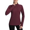 image:imagebaleaf Quarter Zip Long Sleeve Shirts for Women Snow Thermal TopsWine Red