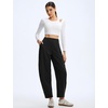 image:imagebaleaf Womens 27 Barrel Fleece Lined Pants Winter Warm Pants Wide LegBlack