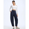 image:imagebaleaf Womens 27 Barrel Fleece Lined Pants Winter Warm Pants Wide LegNavy Blue