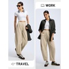 image:imagebaleaf Womens 27 Barrel Fleece Lined Pants Winter Warm Pants Wide LegPale Khaki