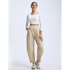 image:imagebaleaf Womens 27 Barrel Fleece Lined Pants Winter Warm Pants Wide LegPale Khaki