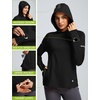 image:imagebaleaf Womens Fleece Hoodie Thermal Shirts 360 Reflective Zipper PocketBlack