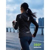image:imagebaleaf Womens Fleece Hoodie Thermal Shirts 360 Reflective Zipper PocketBlack