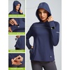 image:imagebaleaf Womens Fleece Hoodie Thermal Shirts 360 Reflective Zipper PocketNavy Blue