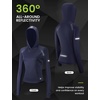 image:imagebaleaf Womens Fleece Hoodie Thermal Shirts 360 Reflective Zipper PocketNavy Blue