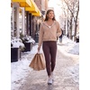 image:imagebaleaf Womens Fleece Lined Joggers with Zipper PocketsDark Brown
