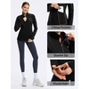 image:imagebaleaf Womens Fleece Quarter Zip Running Jackets Thermal PulloverBlack