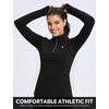 image:imagebaleaf Womens Fleece Quarter Zip Running Jackets Thermal PulloverBlack
