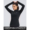 image:imagebaleaf Womens Fleece Quarter Zip Running Jackets Thermal PulloverDark Gray