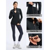 image:imagebaleaf Womens Fleece Quarter Zip Running Jackets Thermal PulloverDark Gray