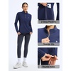 image:imagebaleaf Womens Fleece Quarter Zip Running Jackets Thermal PulloverNavy Blue