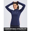 image:imagebaleaf Womens Fleece Quarter Zip Running Jackets Thermal PulloverNavy Blue