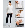 image:imagebaleaf Womens Fleece Quarter Zip Running Jackets Thermal PulloverStar White