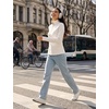 image:imagebaleaf Womens Fleece Quarter Zip Running Jackets Thermal PulloverStar White