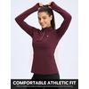 image:imagebaleaf Womens Fleece Quarter Zip Running Jackets Thermal PulloverWine Red