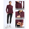 image:imagebaleaf Womens Fleece Quarter Zip Running Jackets Thermal PulloverWine Red