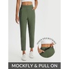 image:imagebaleaf Womens Pants Petite Travel Stretchy Work with Zip Pockets Slacks25army Green